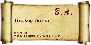 Bicskey Anina névjegykártya